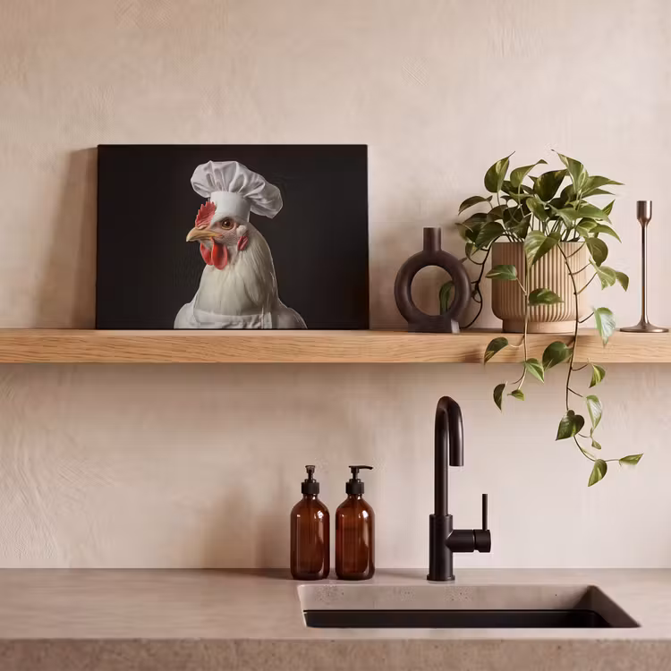 Canvas schilderij - Kok - Rood - Kip — 2