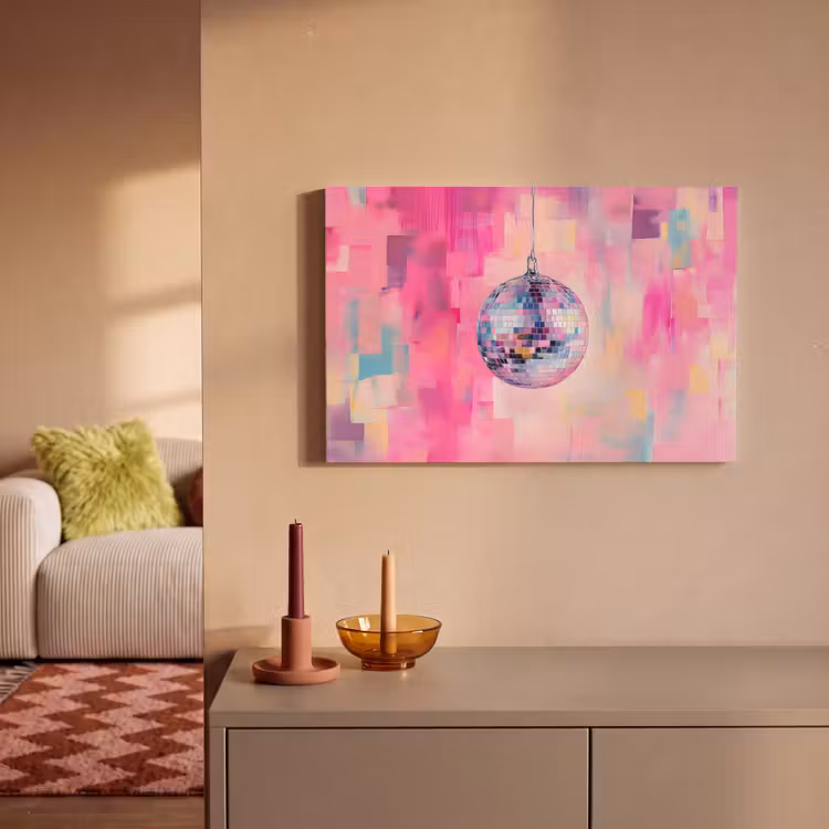 Canvas schilderij - Discobal - Pink - Verf — 1