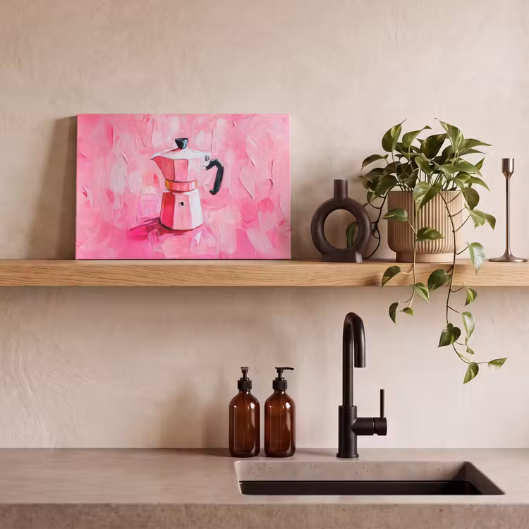 Canvas schilderij - Roze - Verf - Coffee — 2