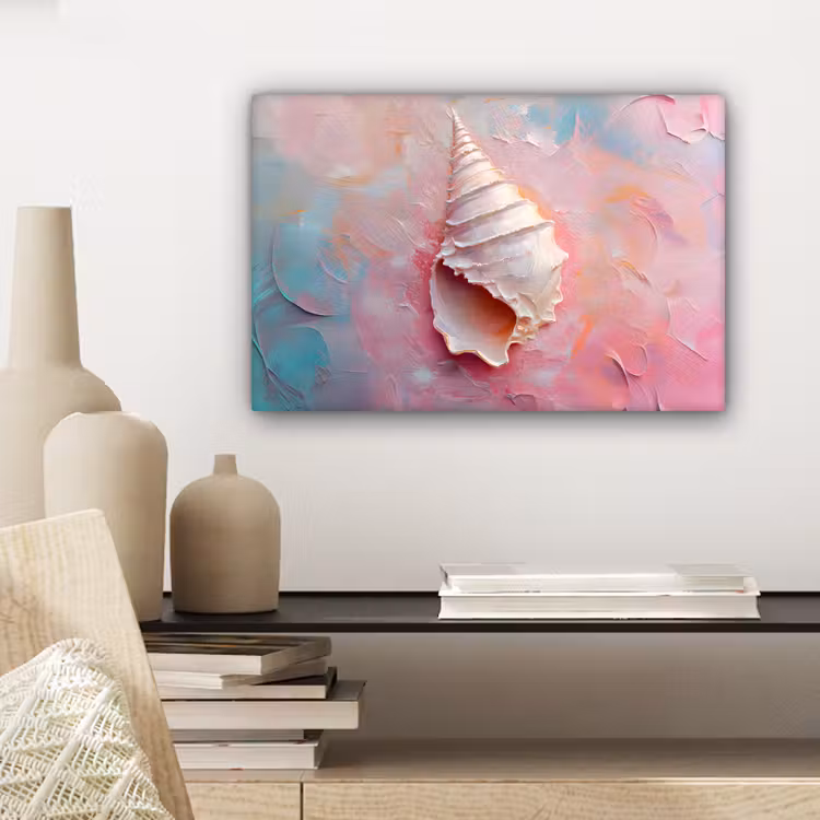 Canvas schilderij - Schelp - Pastel - Pink — 4