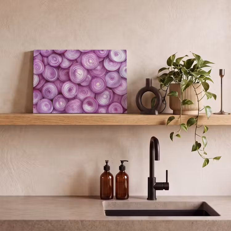 Canvas schilderij - Paars - Uien - Close up — 2