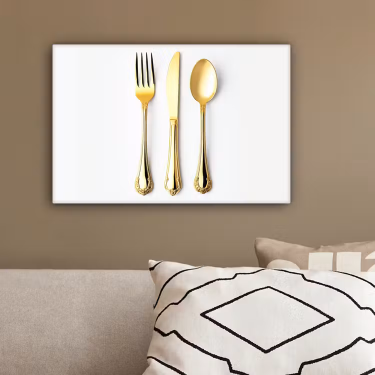Canvas schilderij - Bestek - Goud — 2