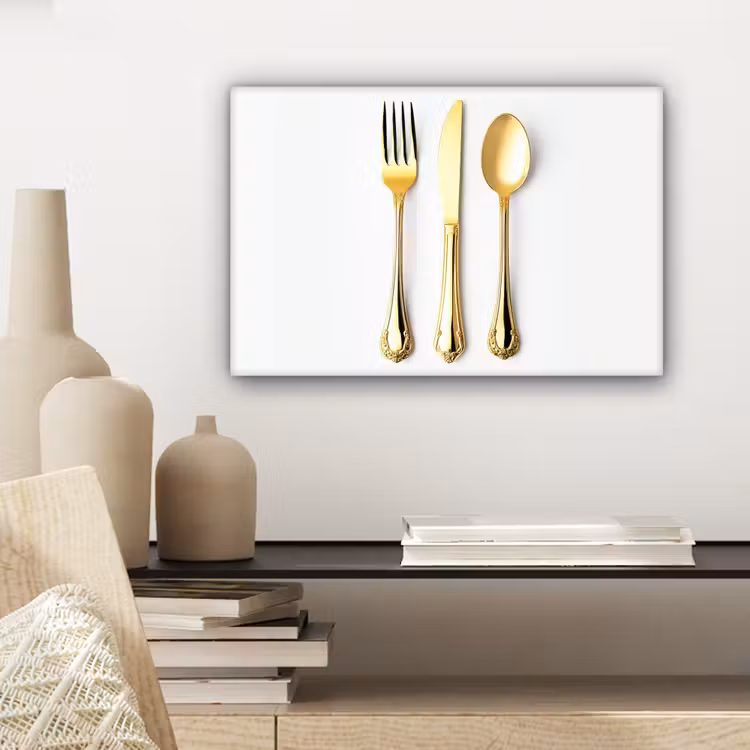 Canvas schilderij - Bestek - Goud — 4