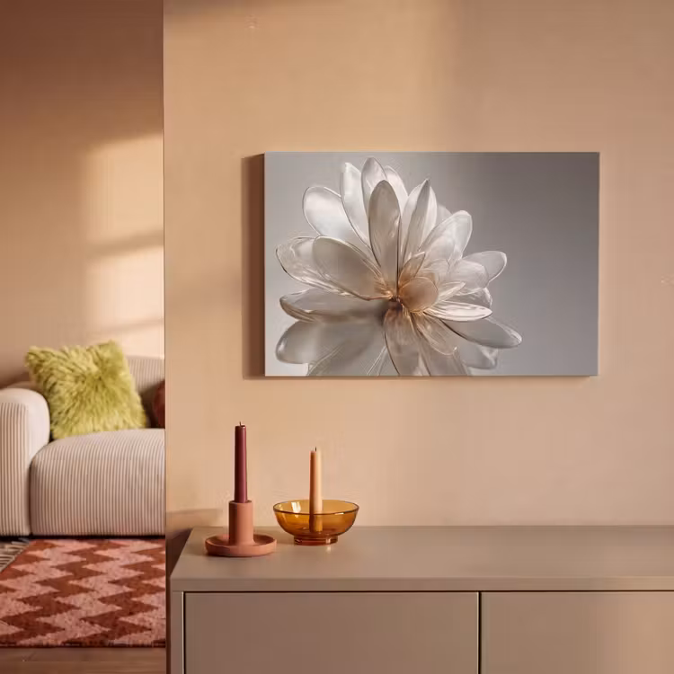 Canvas schilderij - Bloem - Wit - Neutraal — 1