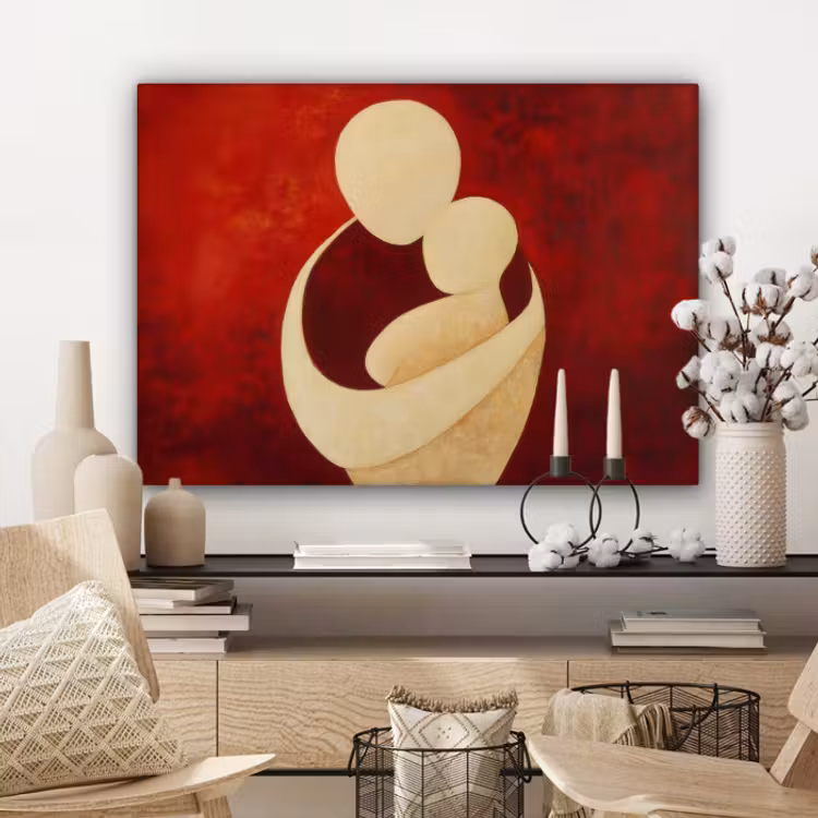 Canvas - Abstract - Moeder - Kind - Rood — 1