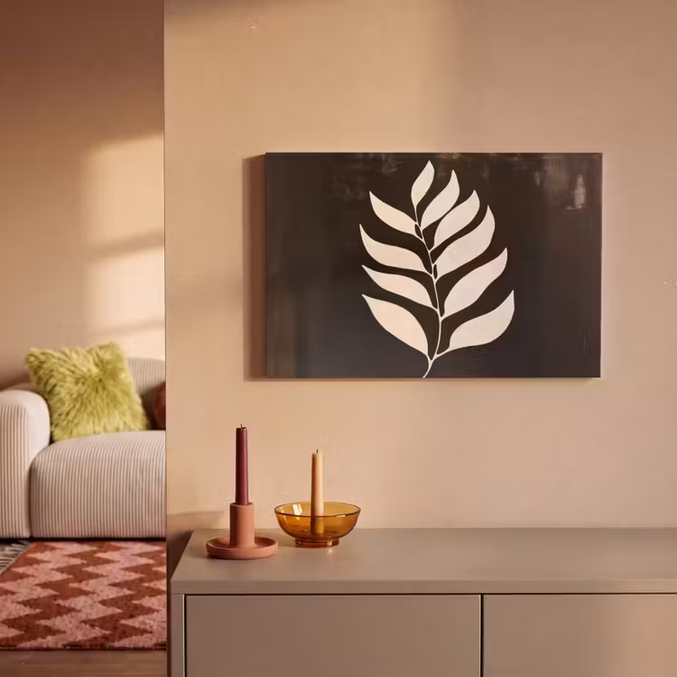 Canvas schilderij - Blad - Wit - Minimalistisch — 1