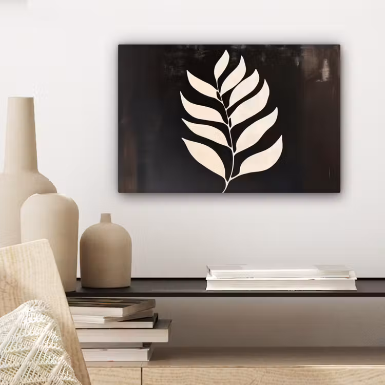 Canvas schilderij - Blad - Wit - Minimalistisch — 4