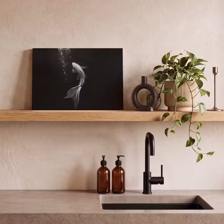 Canvas schilderij - Koi - Vis - Wit - Zwart — 2