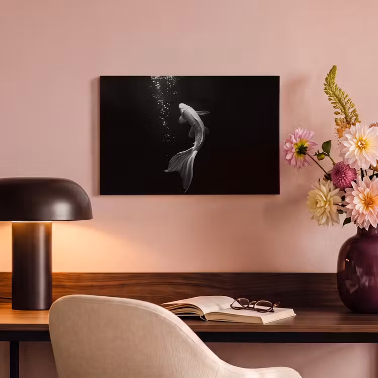 Canvas schilderij - Koi - Vis - Wit - Zwart — 3