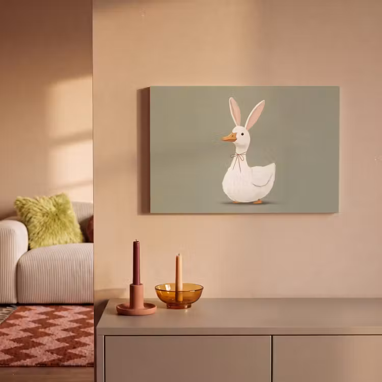 Canvas schilderij - Eend - Konijnoren - Grijs — 1