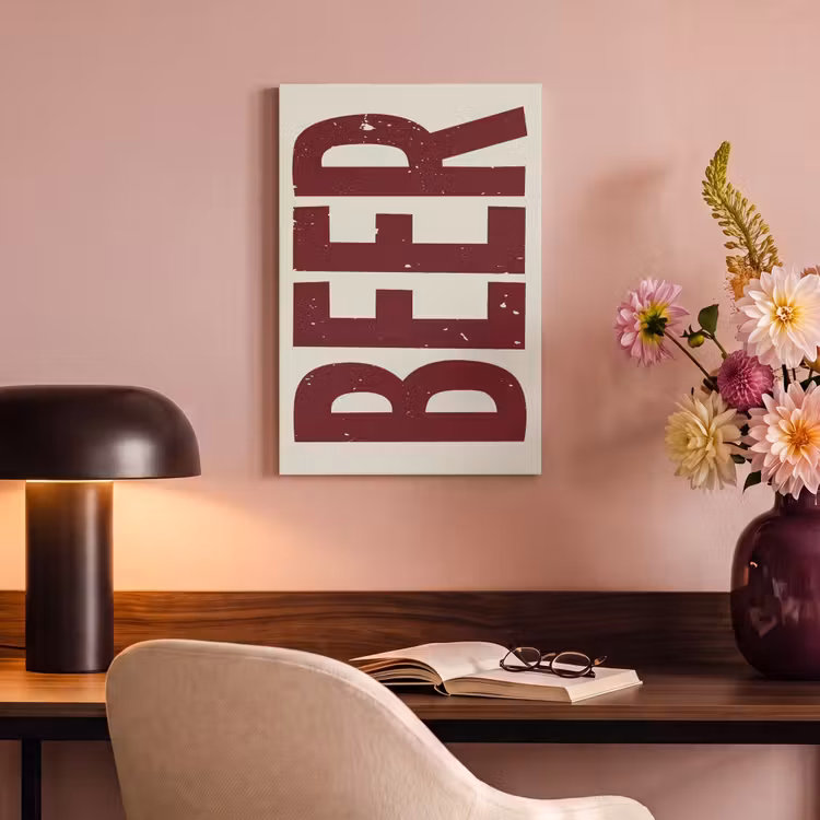 Canvas schilderij - Japandi - Beer - Red - Retro — 3