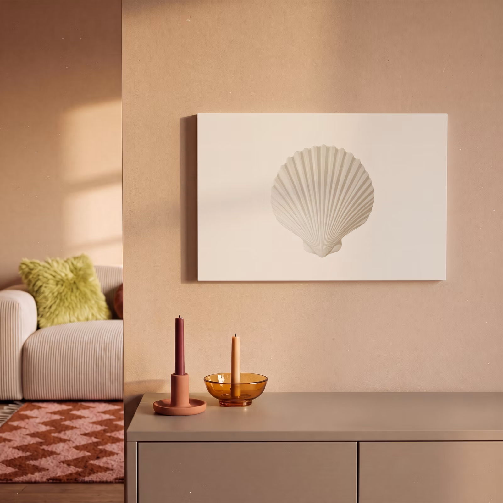 Canvas schilderij - Schelp - Minimalistisch - Wit — 1