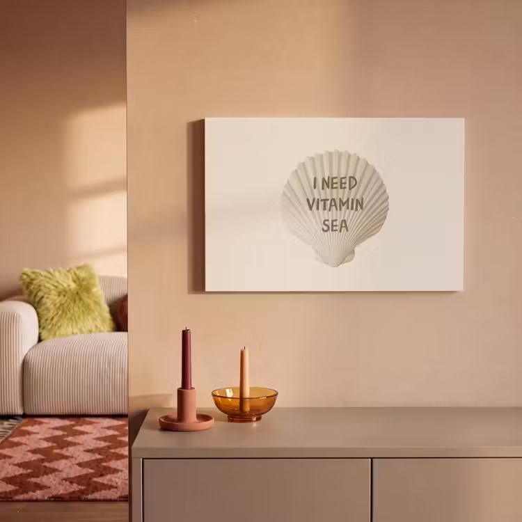 Canvas schilderij - Schelp - Quote - Groen — 1