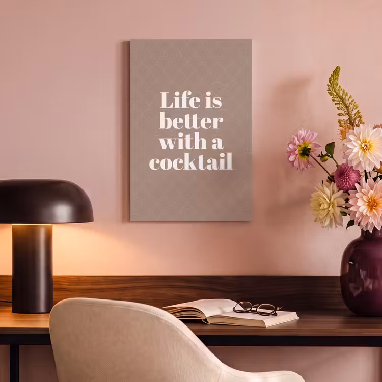 Canvas schilderij - Cocktail - Tekst - Patroon - Wit — 3