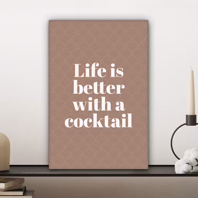 Canvas schilderij - Cocktail - Tekst - Patroon - Wit — 4