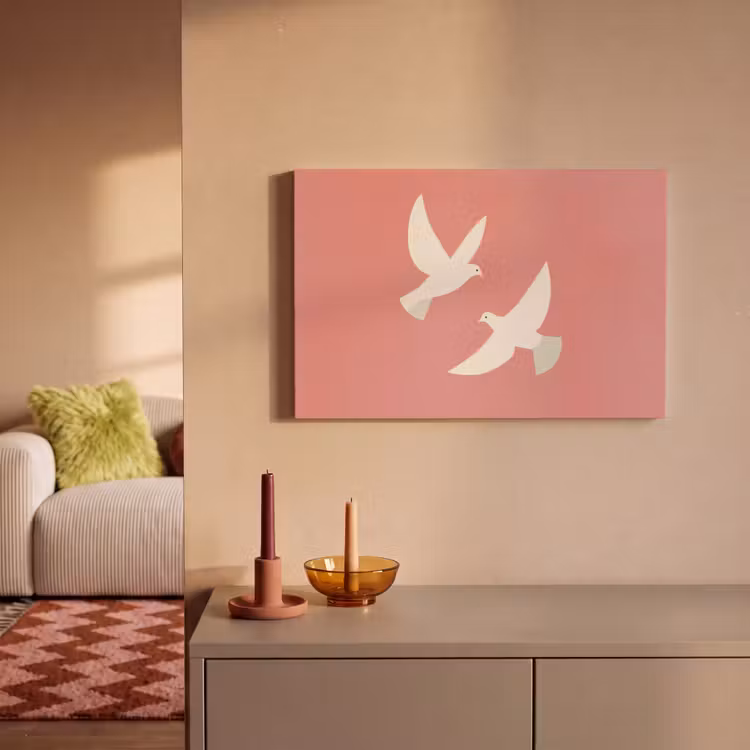 Canvas schilderij - Duiven - Wit - Sierlijk — 1
