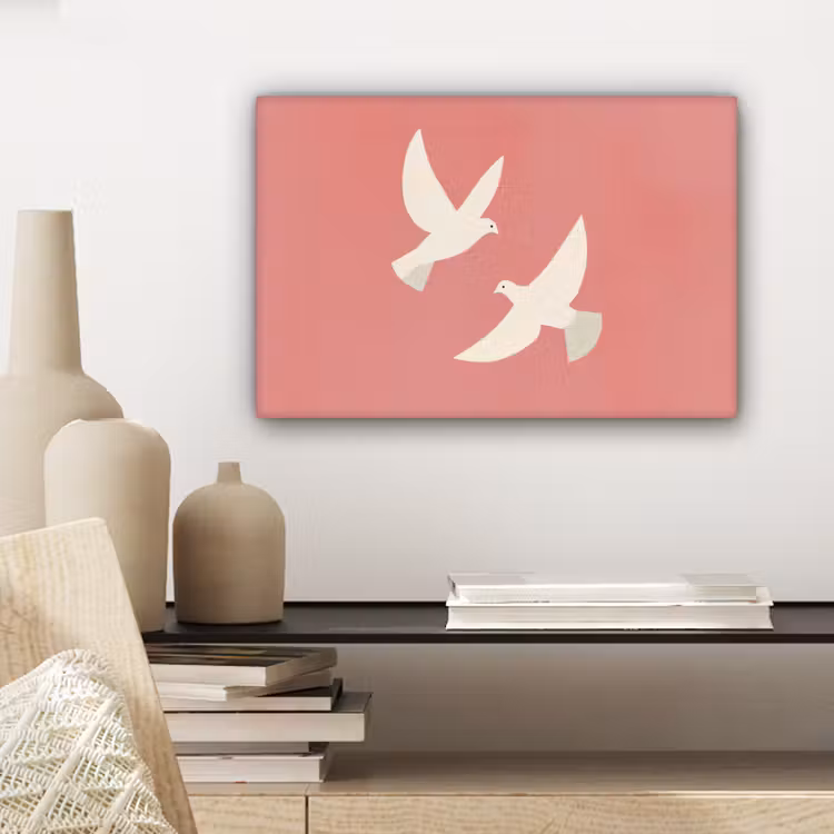 Canvas schilderij - Duiven - Wit - Sierlijk — 4