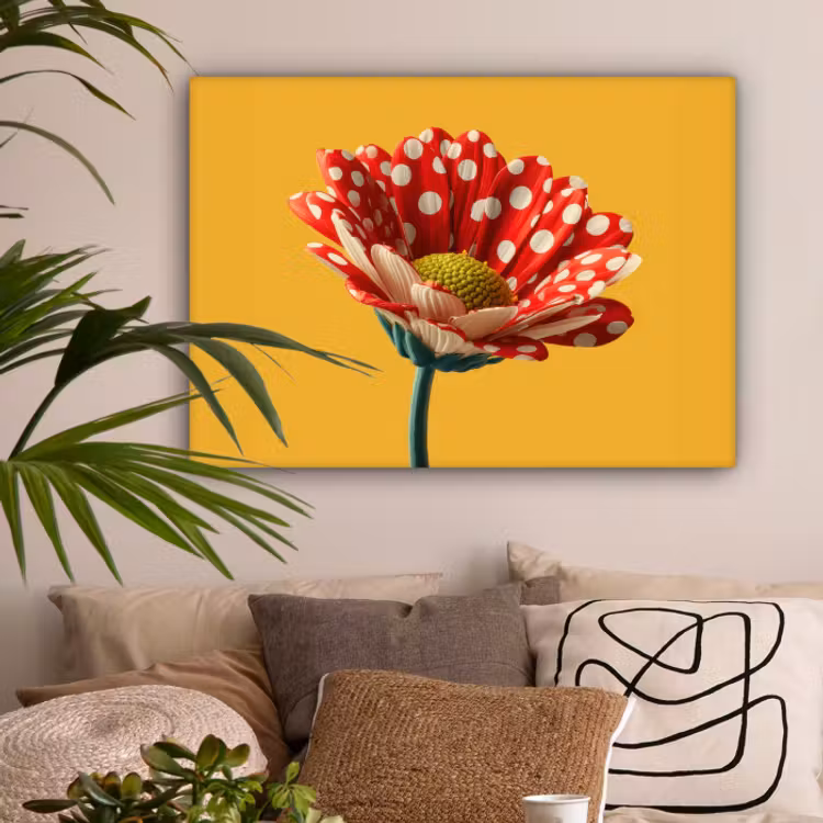 Canvas - Bloem - Rood - Stippen — 1