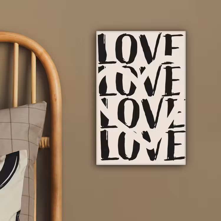 Canvas schilderij - Love - Hart - Beige — 2
