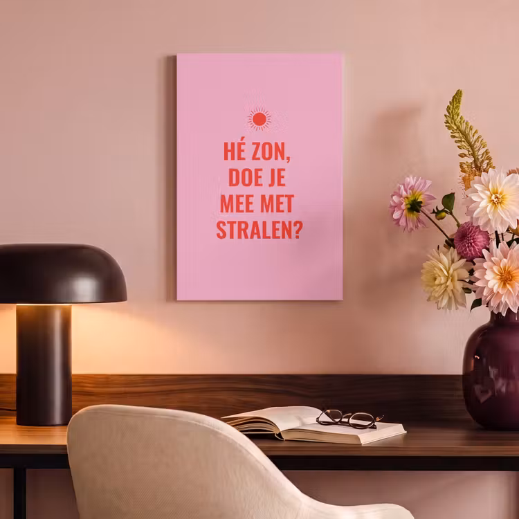 Canvas schilderij - Roze - Zon - Quote — 2