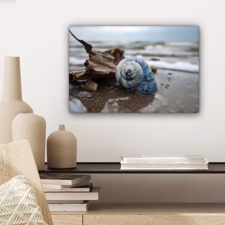 Canvas schilderij - Schelp - Strand - Blauw - Zee — 4
