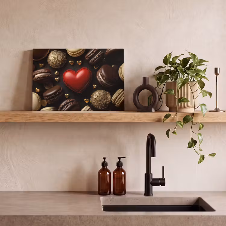 Canvas schilderij - Macarons - Rood - Hart — 2