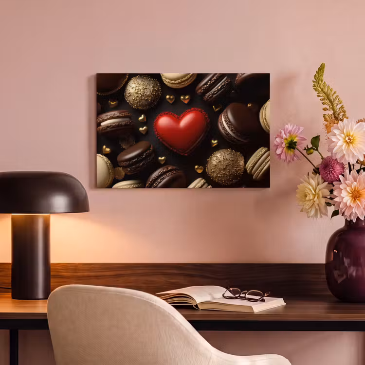Canvas schilderij - Macarons - Rood - Hart — 3