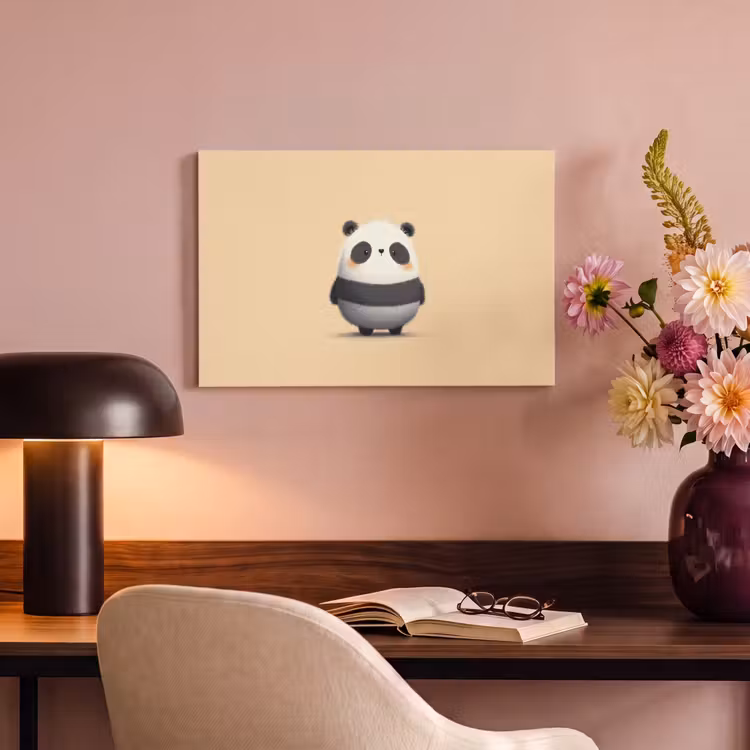 Canvas schilderij - Panda - Beige - Minimalistisch — 3