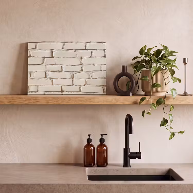 Canvas schilderij - Bakstenen - Muur - Licht - Wit — 2