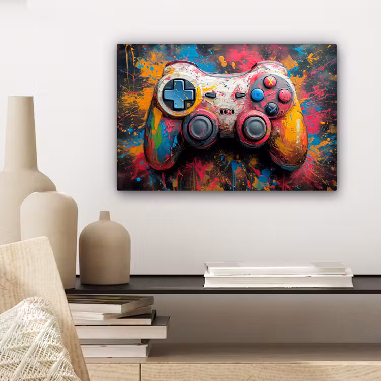 Canvas schilderij - Graffiti - Gaming - Controller - Verf — 4