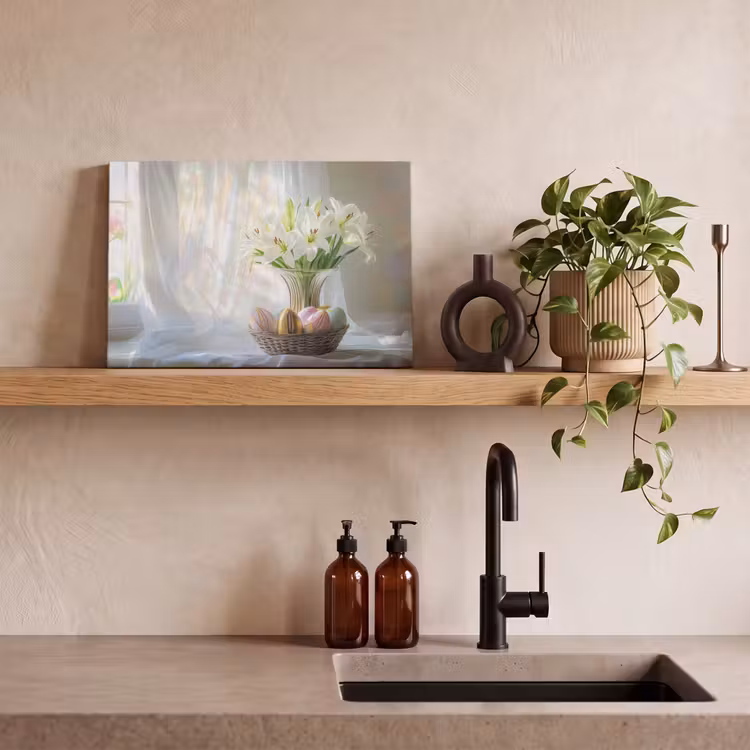 Canvas schilderij - Vaas - Eieren - Bloemen — 2