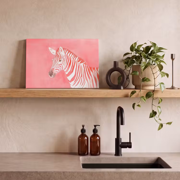 Canvas schilderij - Zebra - Pink - Verf — 2