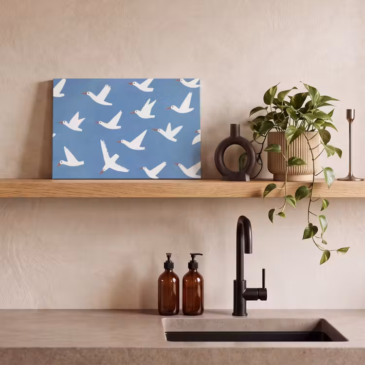 Canvas schilderij - Vogels - Wit - Patroon — 2