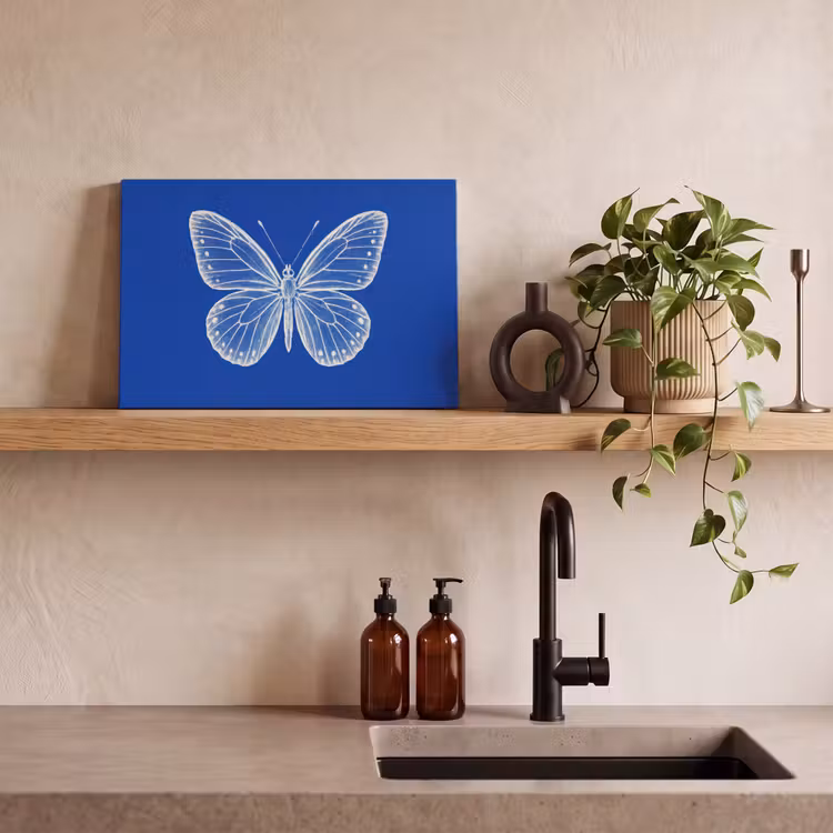 Canvas schilderij - Vlinder - Wit - Getekend - Stippen — 2