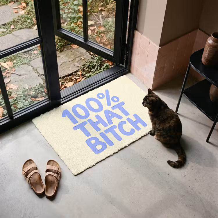 Deurmat - 100% that bitch - Blauw - Wit — 2