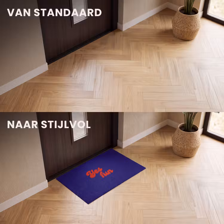 Deurmat - Blauw - Rood - Yes fun - 3D — 3