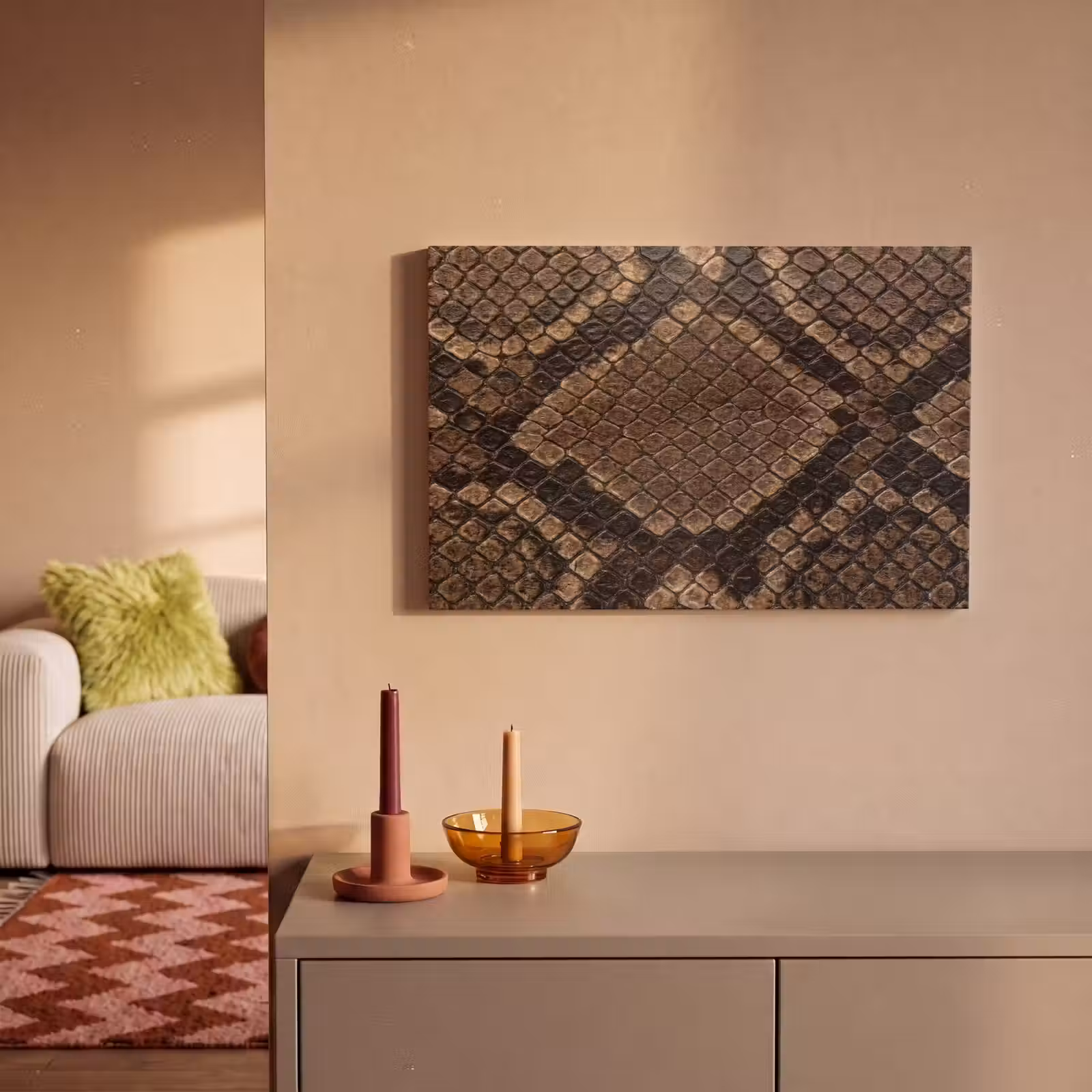 Canvas schilderij - Python - Schubben - Brons — 1