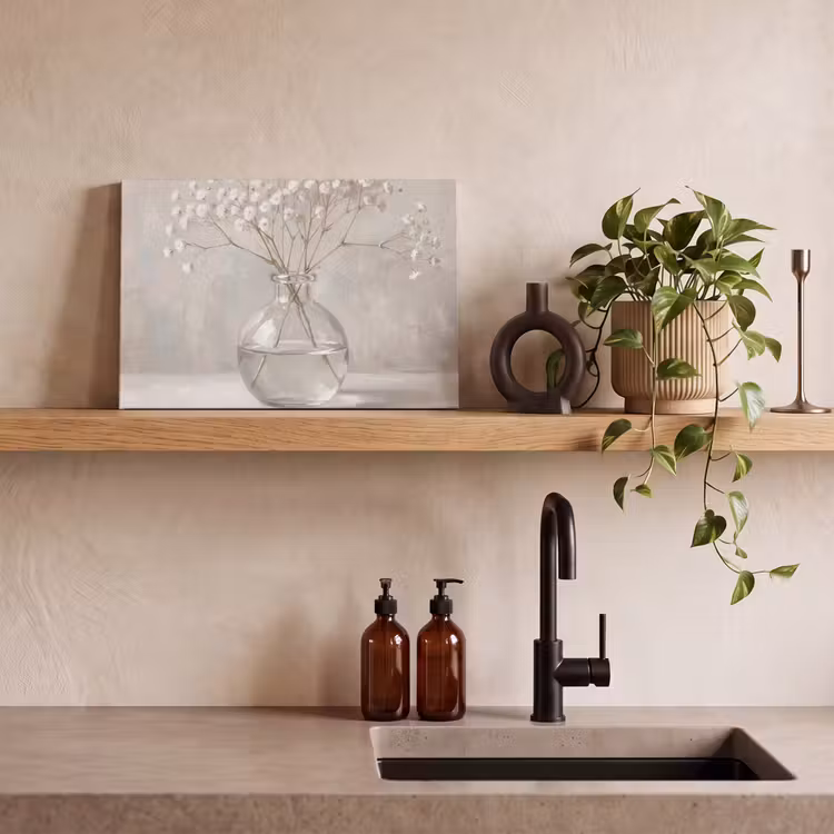 Canvas schilderij - Gipskruid - Vaas - Wit — 2