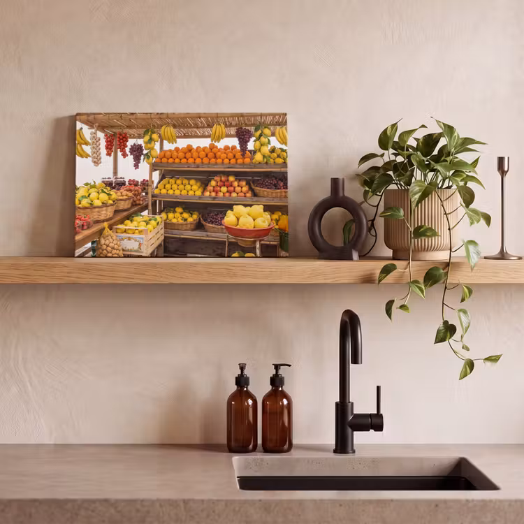Canvas schilderij - Marktkraam - Fruit - Vers — 2
