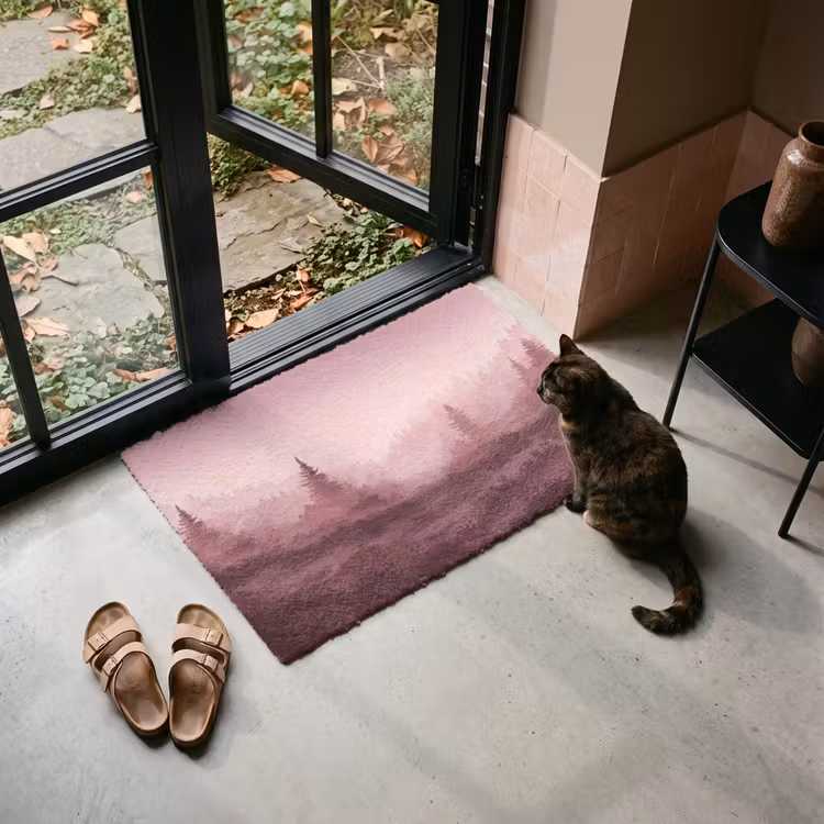 Deurmat - Landschap - Mistig - Roze — 2
