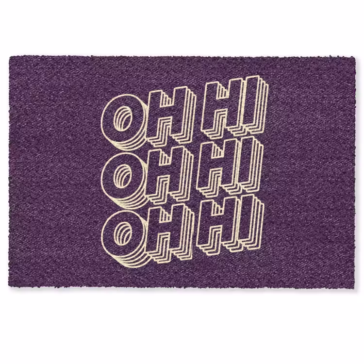 Deurmat - Oh hi - Paars - 3D — 1