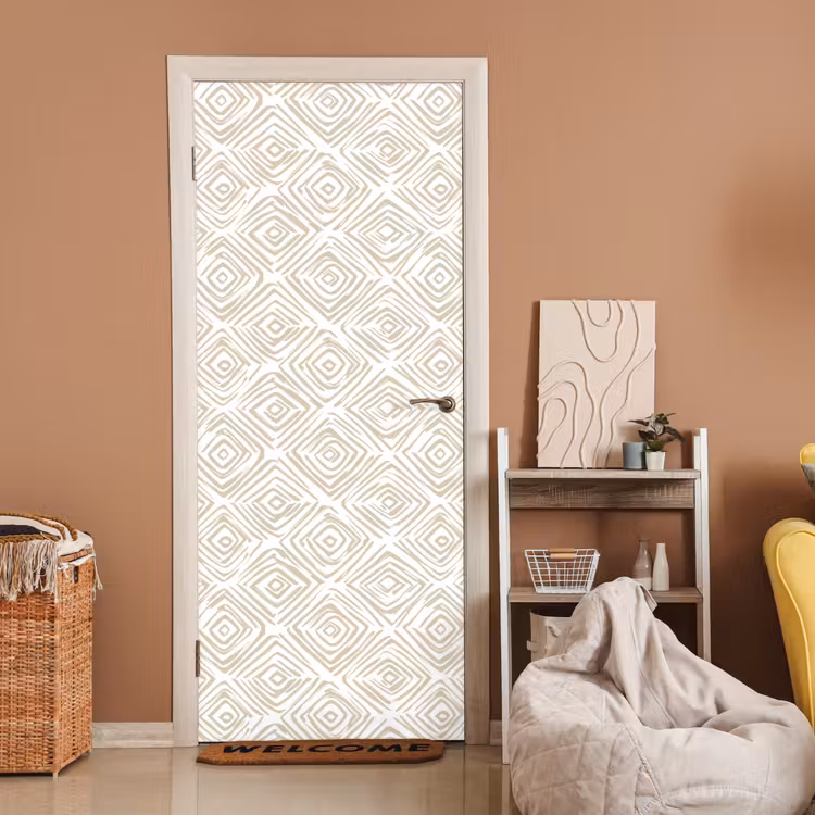Deursticker - Abstract - Ruit - Beige — 2