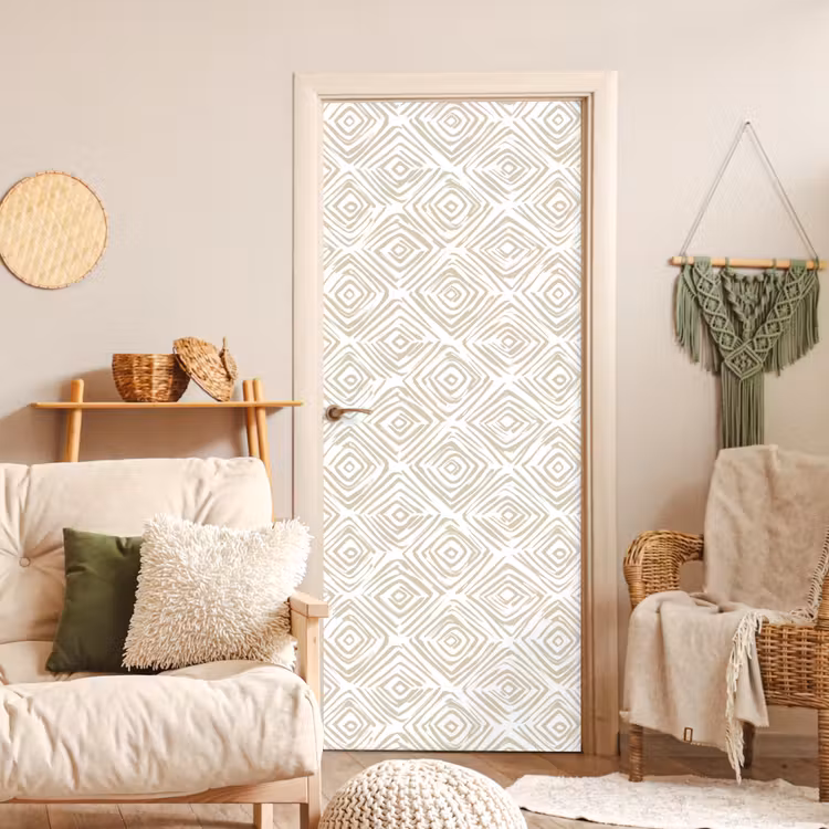 Deursticker - Abstract - Ruit - Beige — 4