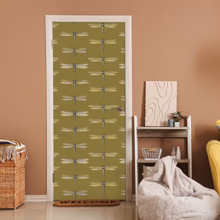 Deursticker - Libellen - Patroon - Groen — 2