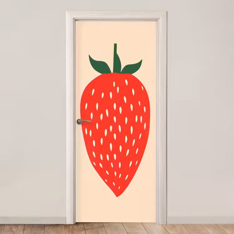 Deursticker - Aardbei - Rood - Modern - Boho — 1