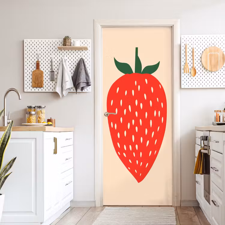 Deursticker - Aardbei - Rood - Modern - Boho — 7
