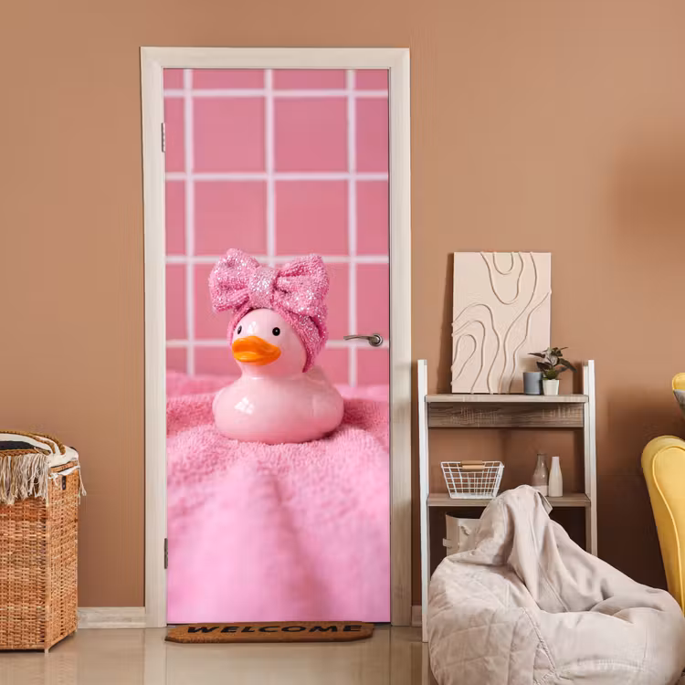 Deursticker - Badeend -Strik - Roze — 2