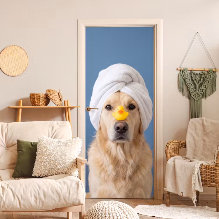 Deursticker - Hond - Badeend - Geel — 4