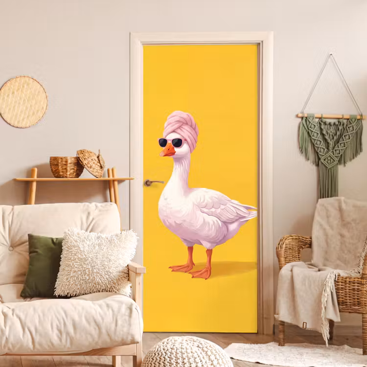 Deursticker - Eend - Zonnebril - Geel — 4
