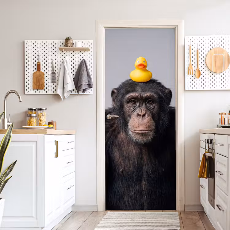 Deursticker - Chimpansee - Badeend - Grijs — 7